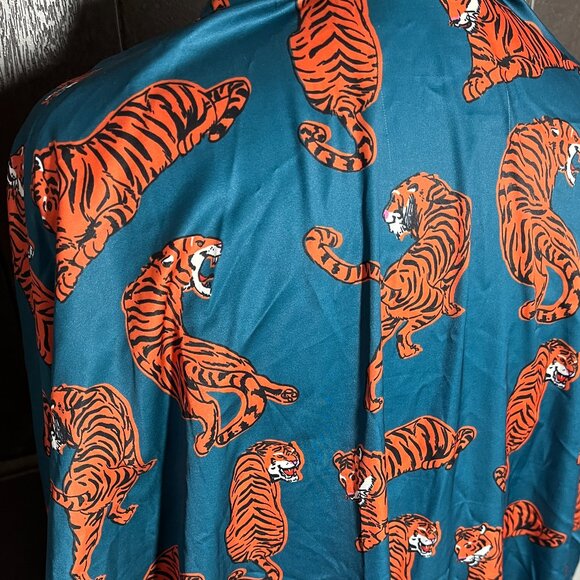 Dressed in LALA Wild Woman Teal Satin Playsuit Set - Picture 6 of 8